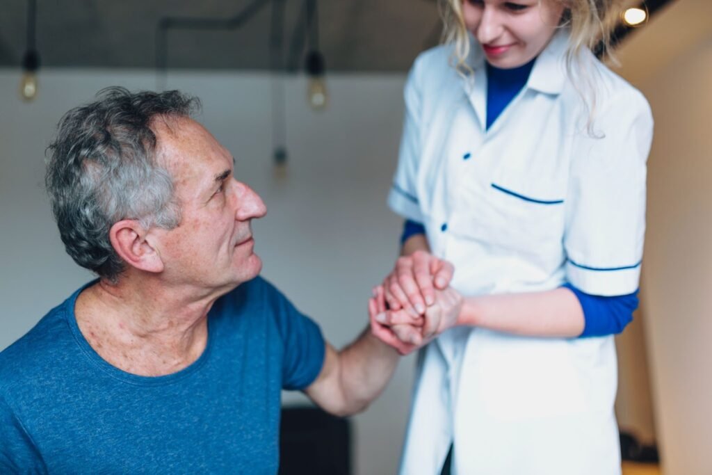 holding hands in home care